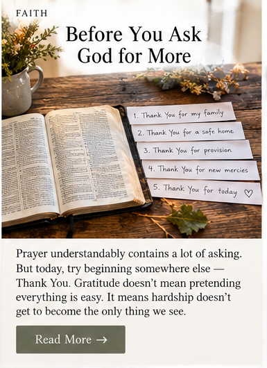 Gratitude and faith with an open Bible