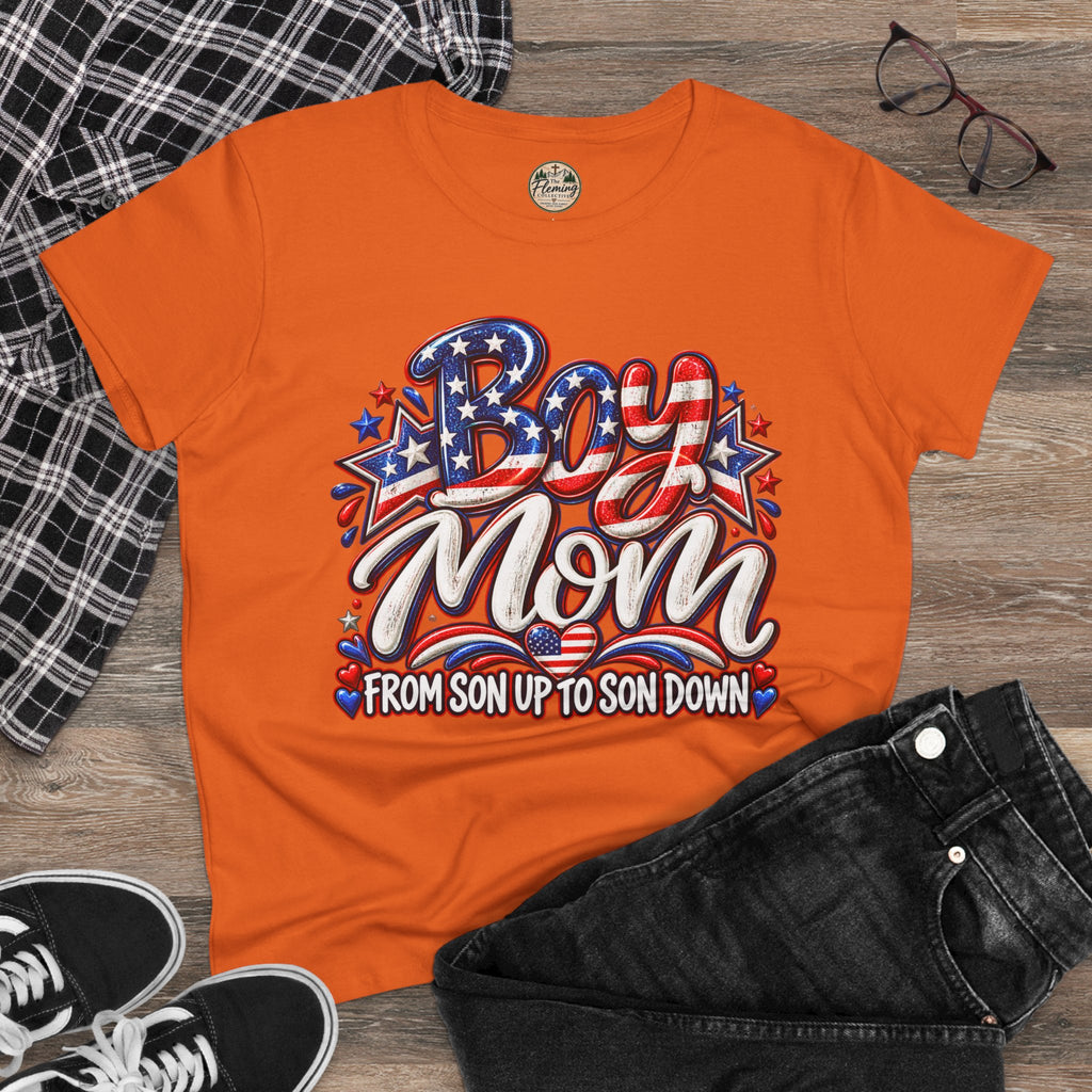 Pariotic Boy Mom Women's Midweight Cotton Tee
