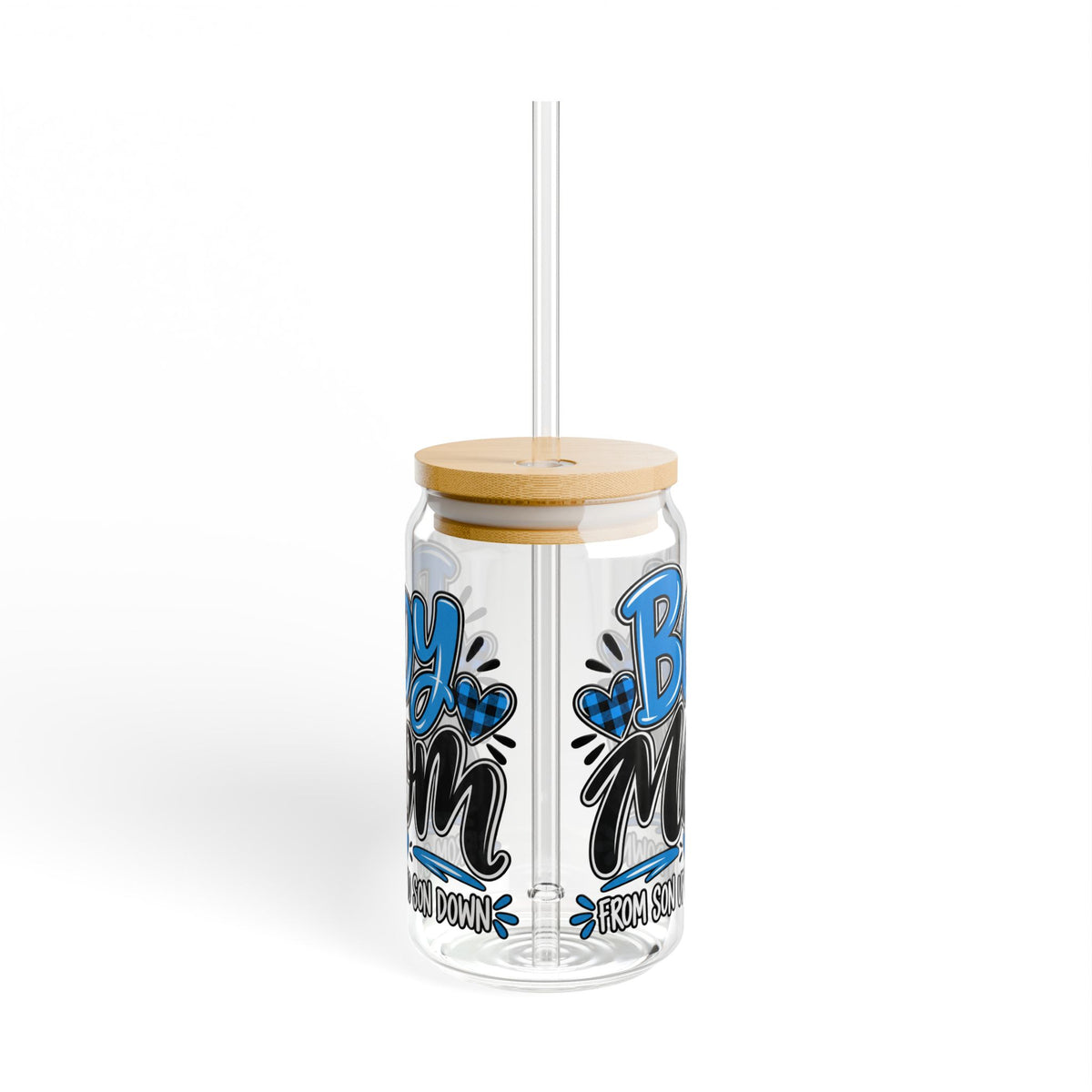 Boy Mom  Blue Sipper Glass, 16oz