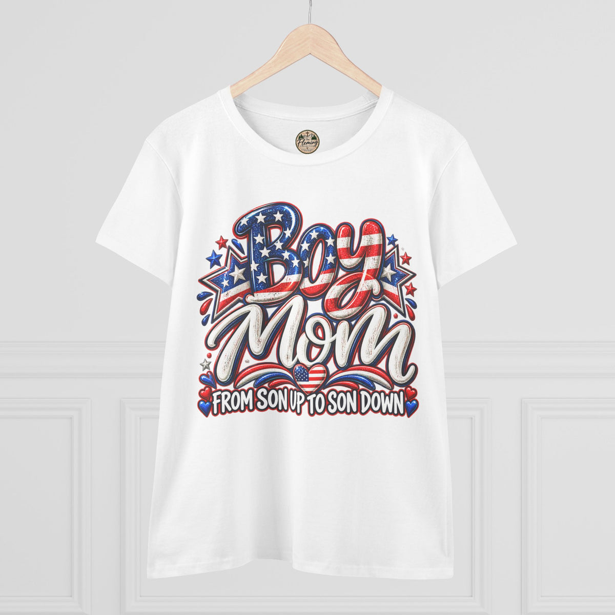 Pariotic Boy Mom Women's Midweight Cotton Tee