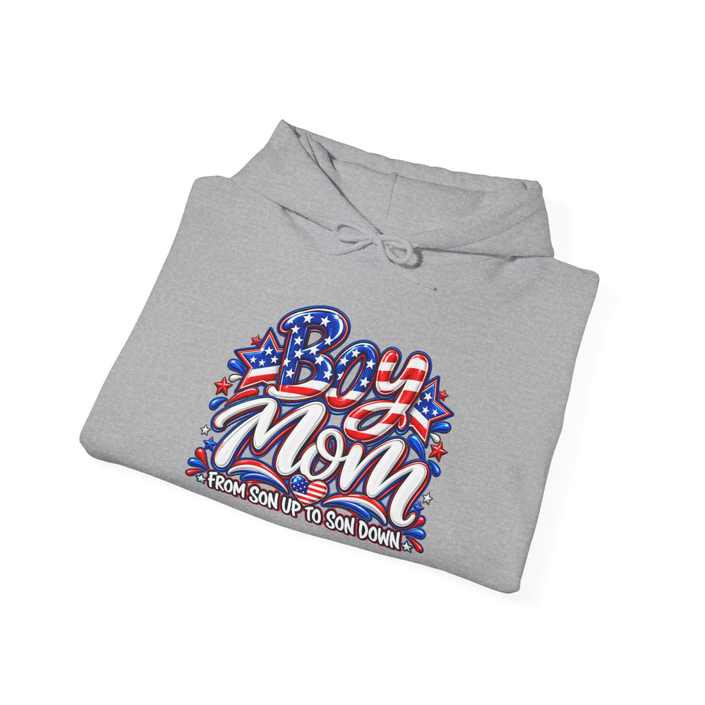 Patriotic Boy Mom Hoodie | Red White & Blue Mom Gift