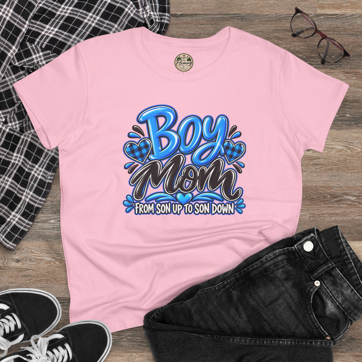 Blue Boy Mom Women's Midweight Cotton Tee