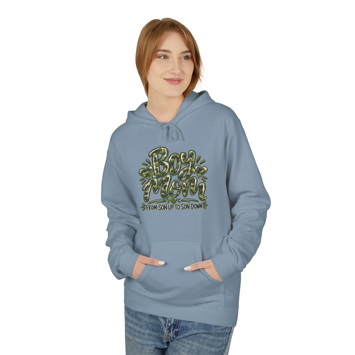 Camo Boy Mom Unisex Midweight Softstyle Fleece Hoodie