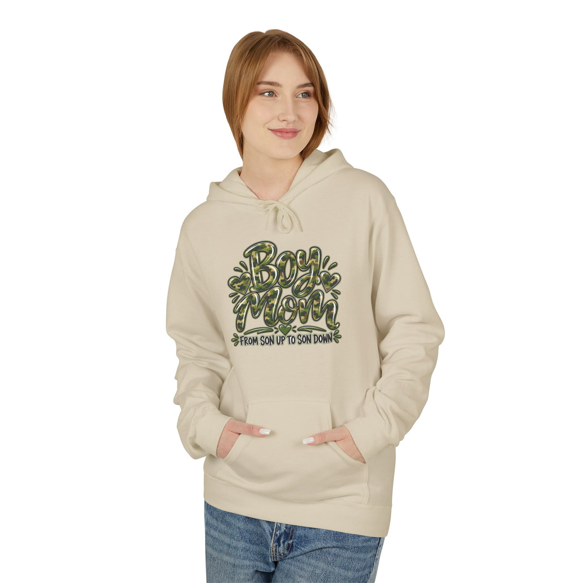 Camo Boy Mom Unisex Midweight Softstyle Fleece Hoodie