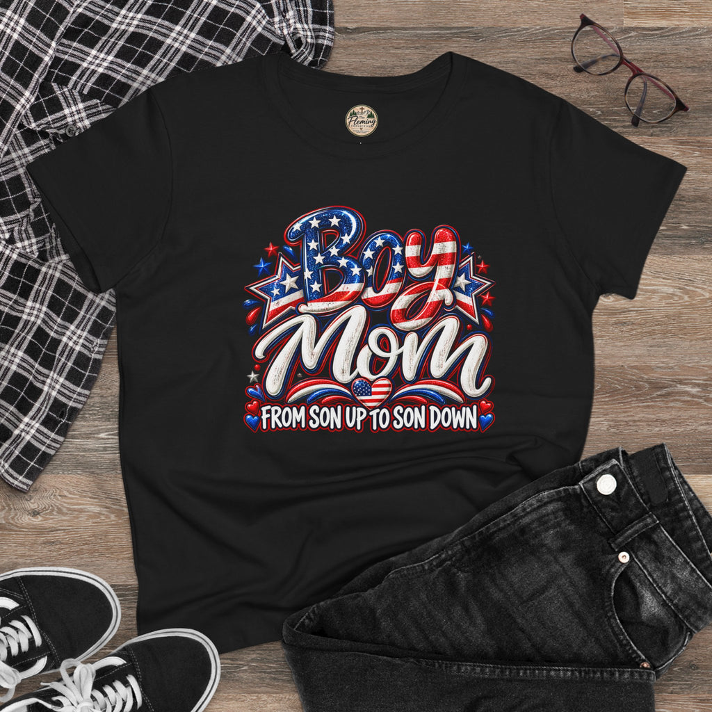 Patriotis Boy Mom Women's Midweight Cotton Tee
