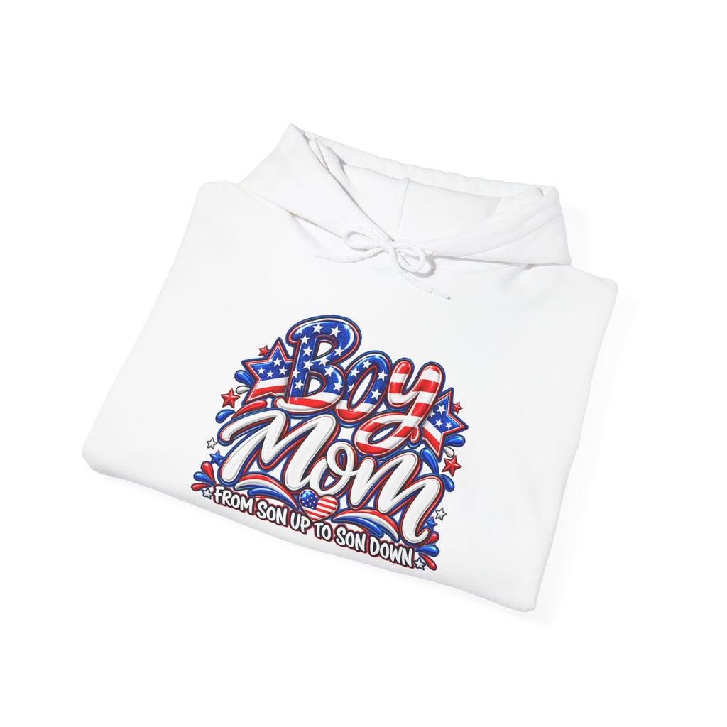 Patriotic Boy Mom Hoodie | Red White & Blue Mom Gift