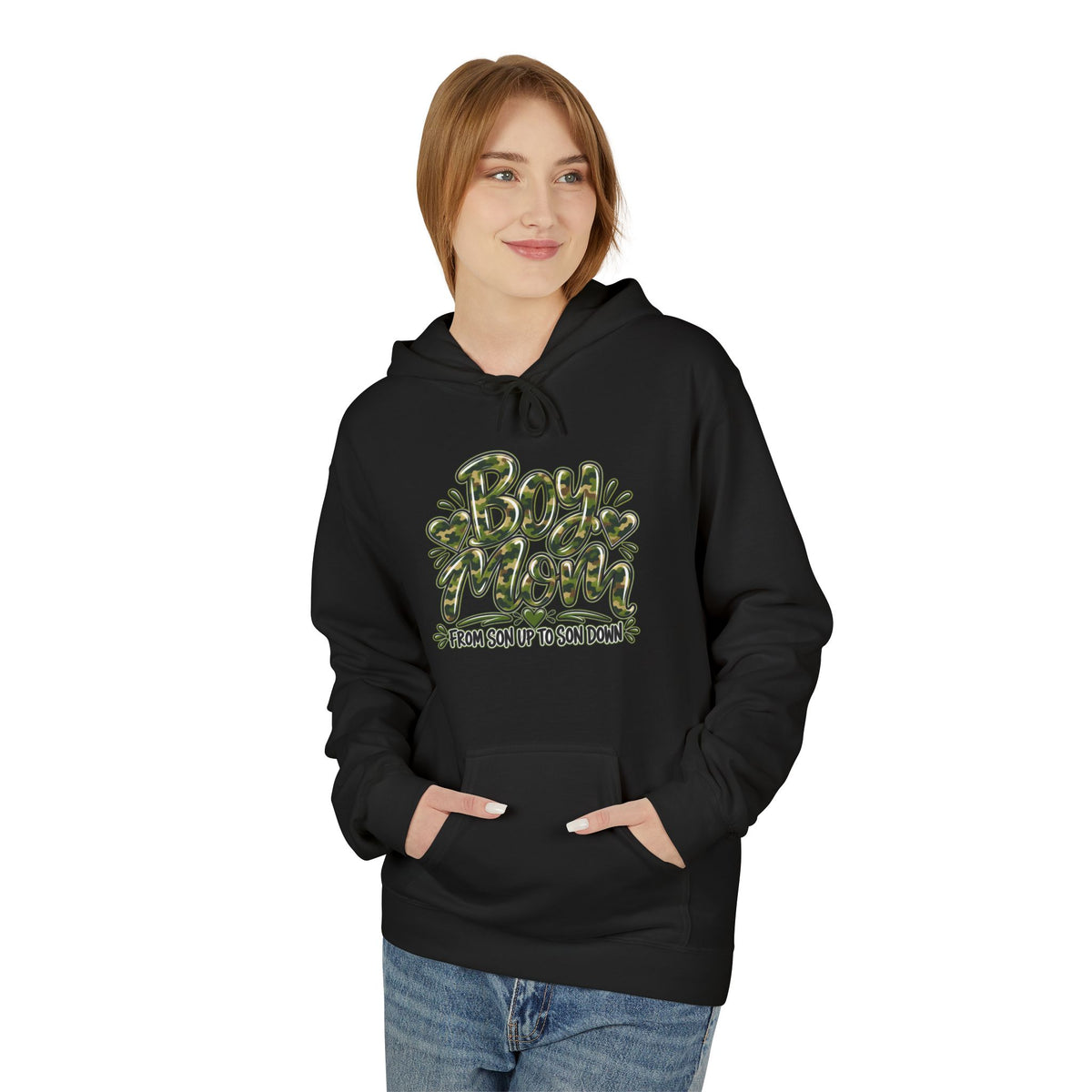 Camo Boy Mom Unisex Midweight Softstyle Fleece Hoodie