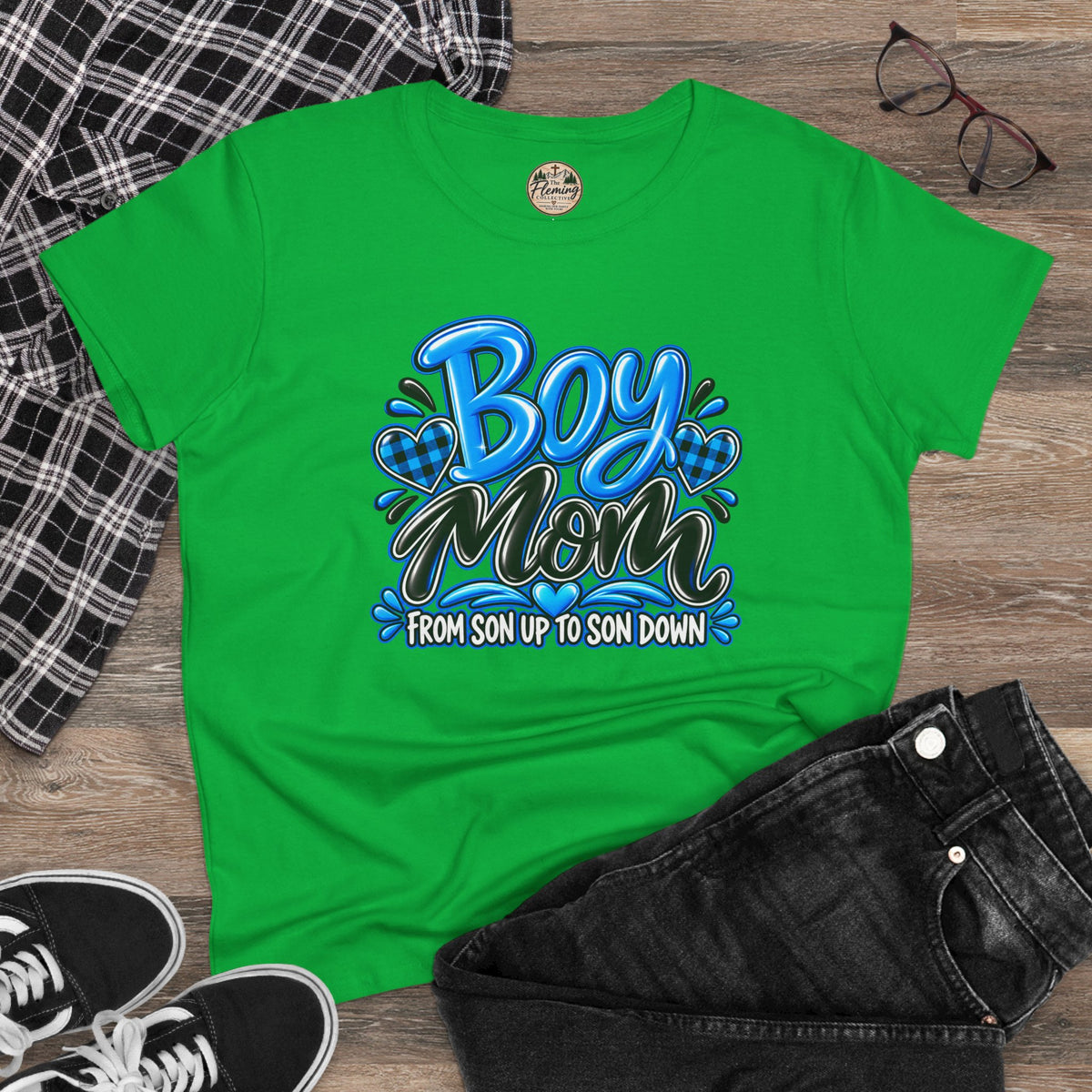 Blue Boy Mom Women's Midweight Cotton Tee