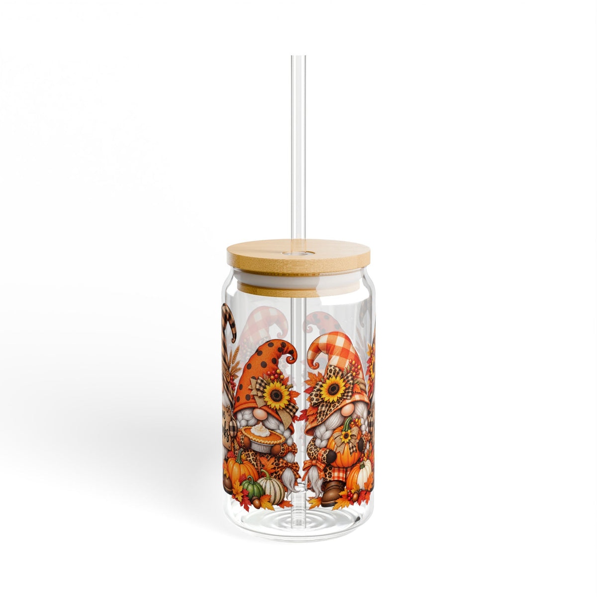 Thsnksgiving Gnome Sipper Glass, 16oz