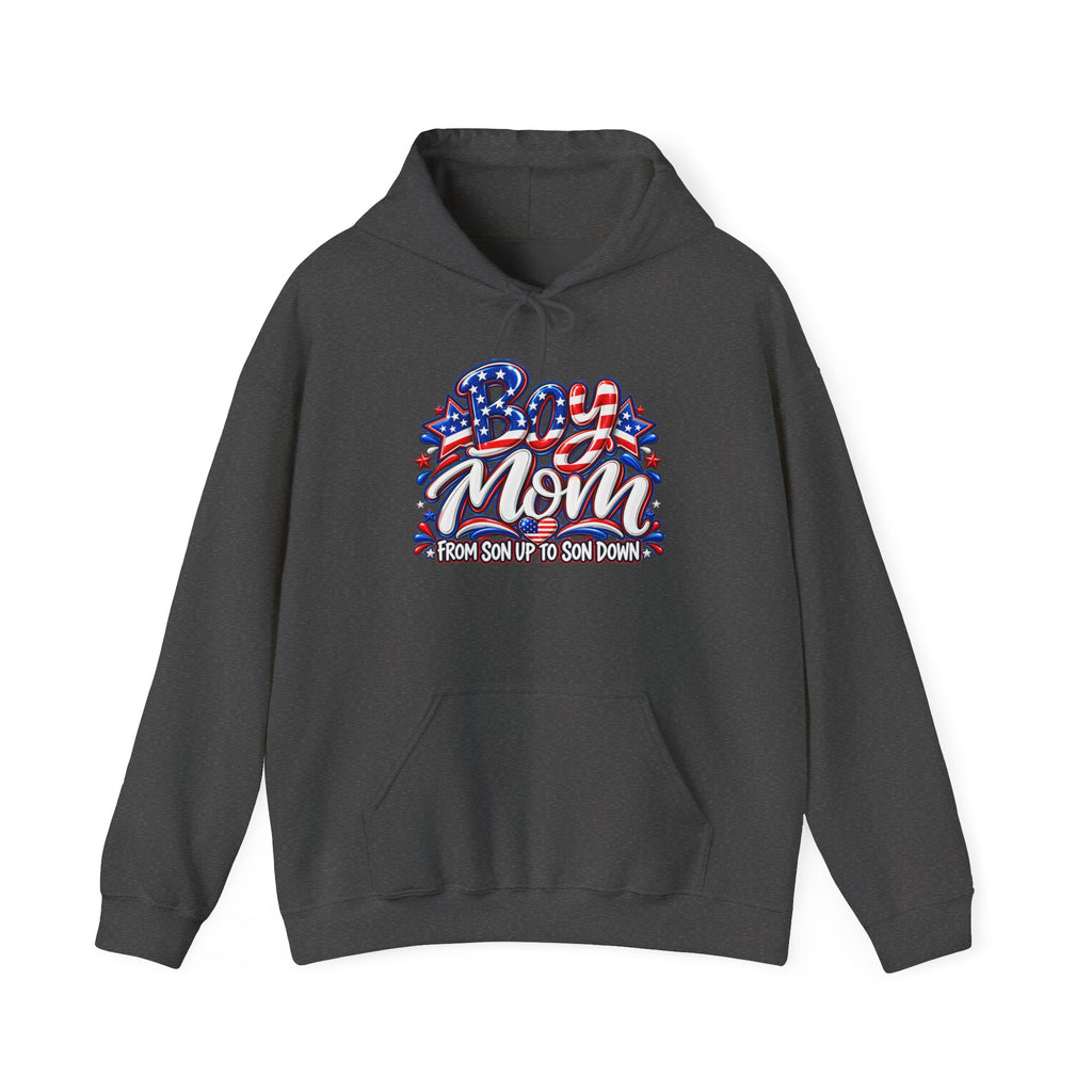 Patriotic Boy Mom Hoodie | Red White & Blue Mom Gift