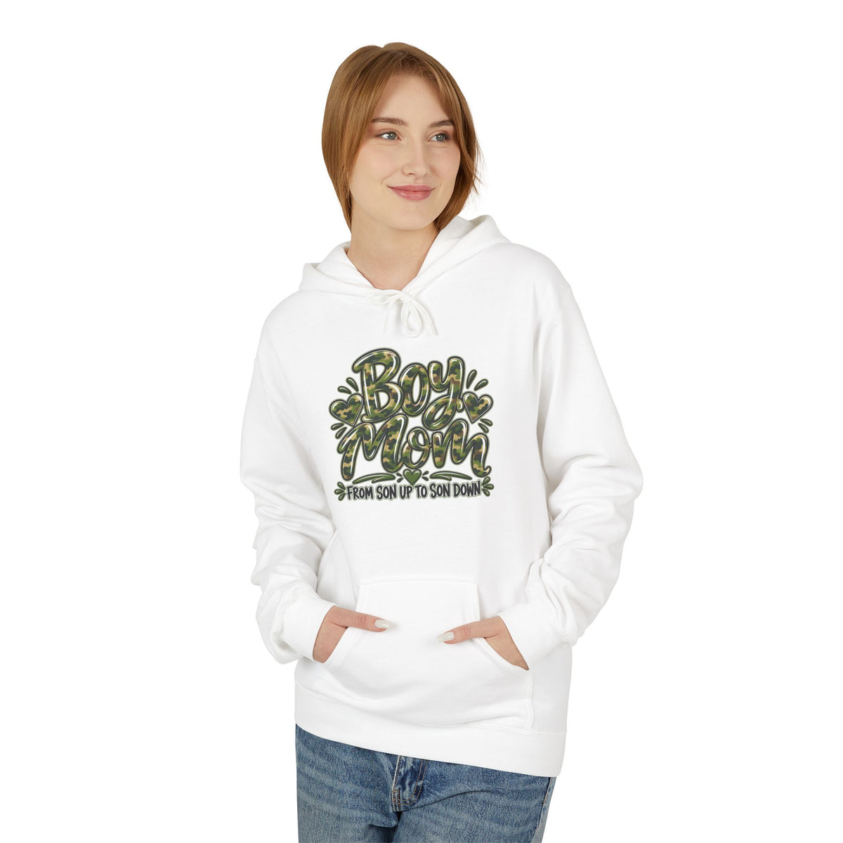 Camo Boy Mom Unisex Midweight Softstyle Fleece Hoodie