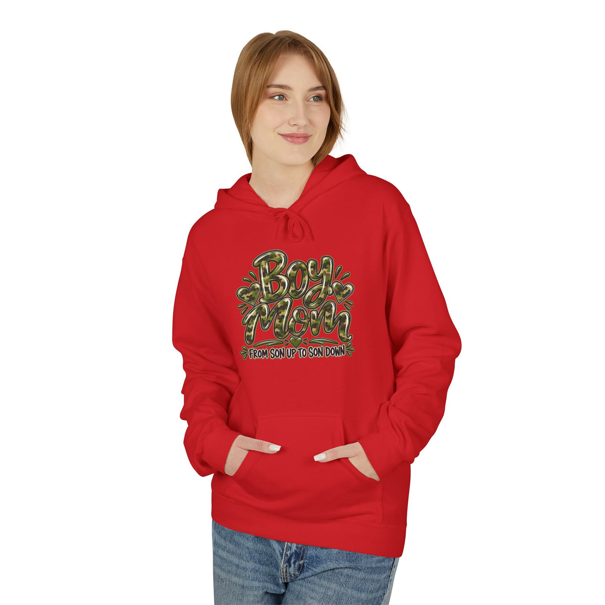 Camo Boy Mom Unisex Midweight Softstyle Fleece Hoodie
