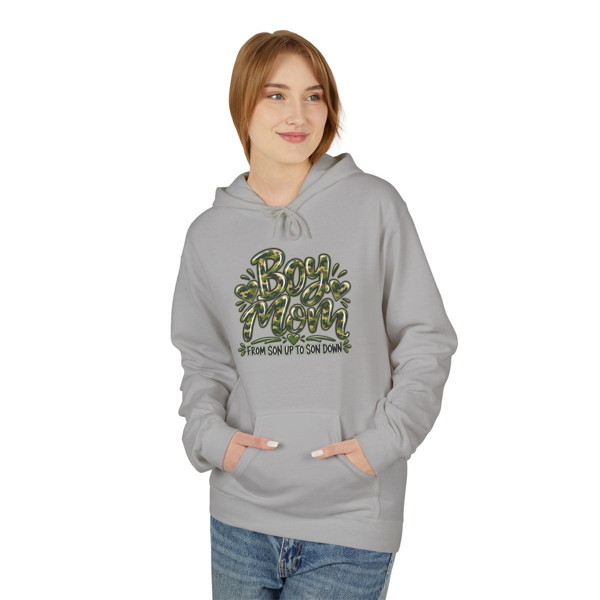 Camo Boy Mom Unisex Midweight Softstyle Fleece Hoodie