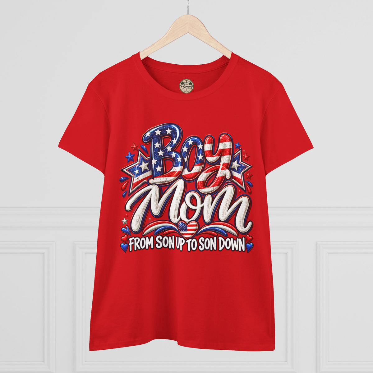 Pariotic Boy Mom Women's Midweight Cotton Tee