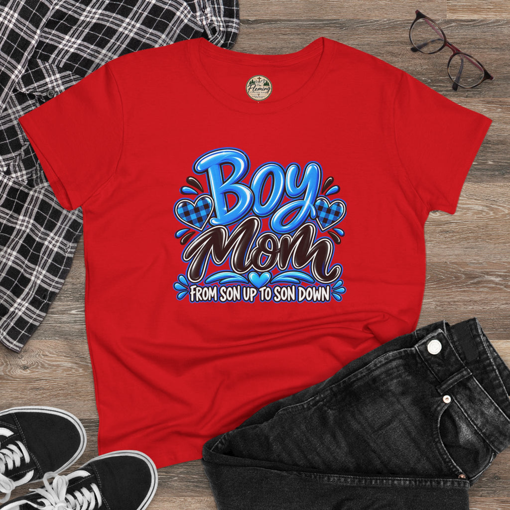 Blue Boy Mom Women's Midweight Cotton Tee
