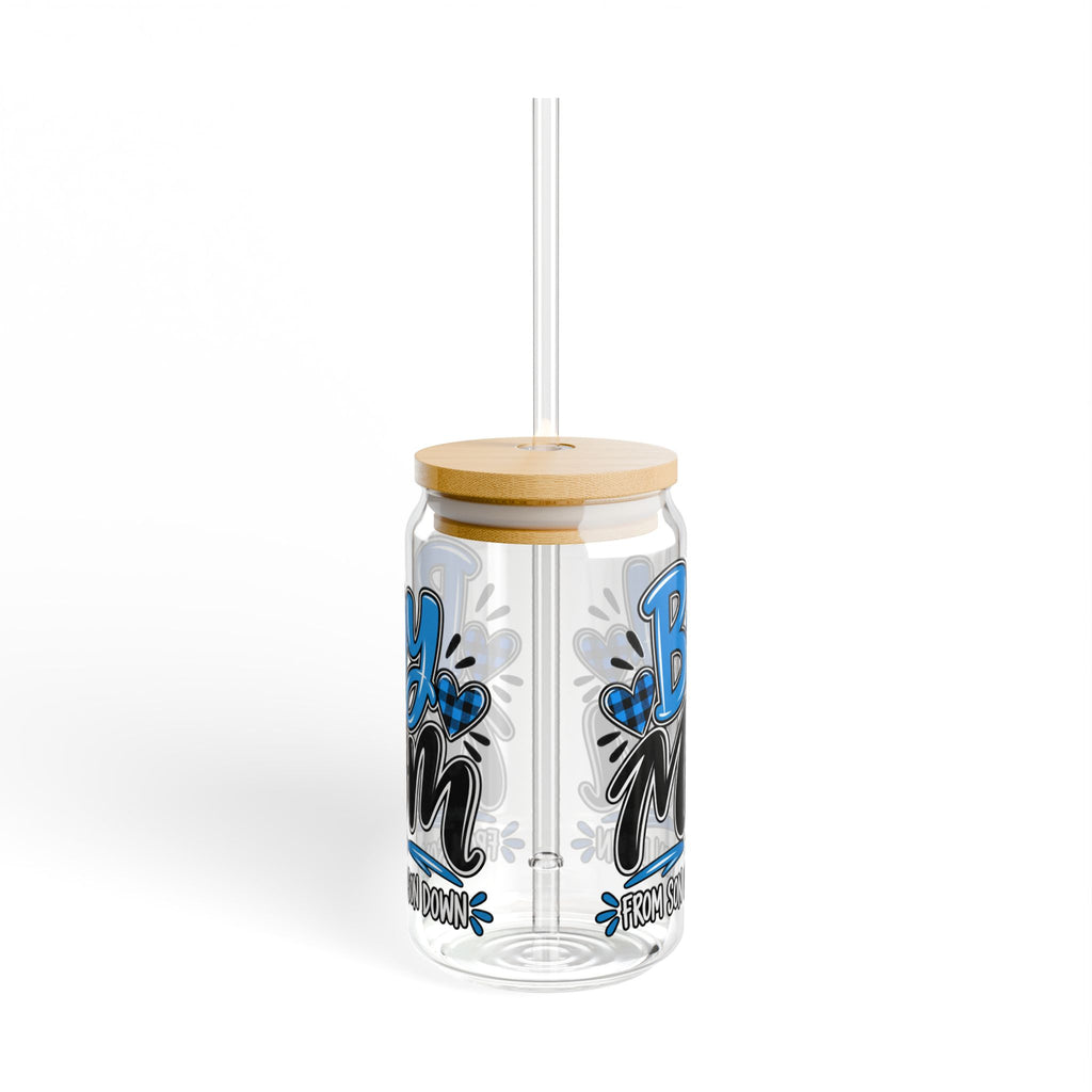 Boy Mom  Blue Sipper Glass, 16oz