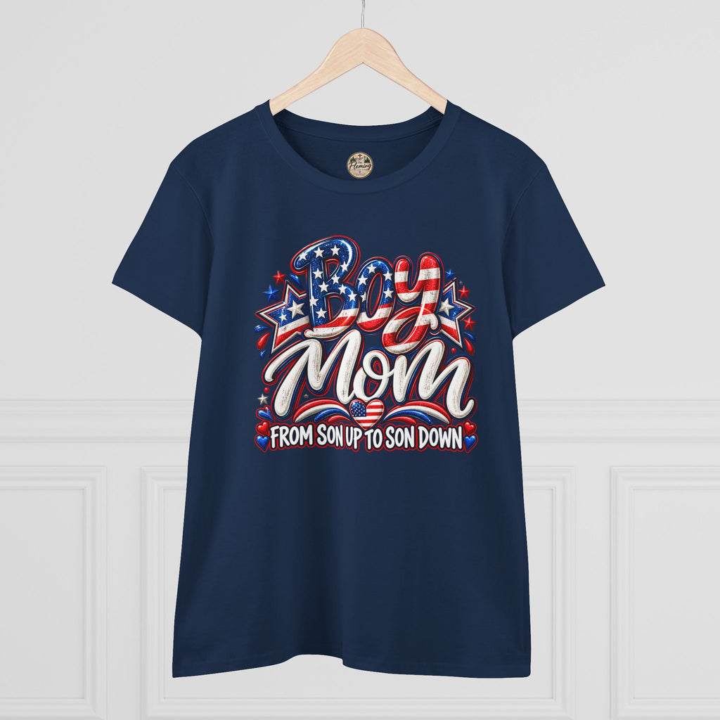 Patriotis Boy Mom Women's Midweight Cotton Tee