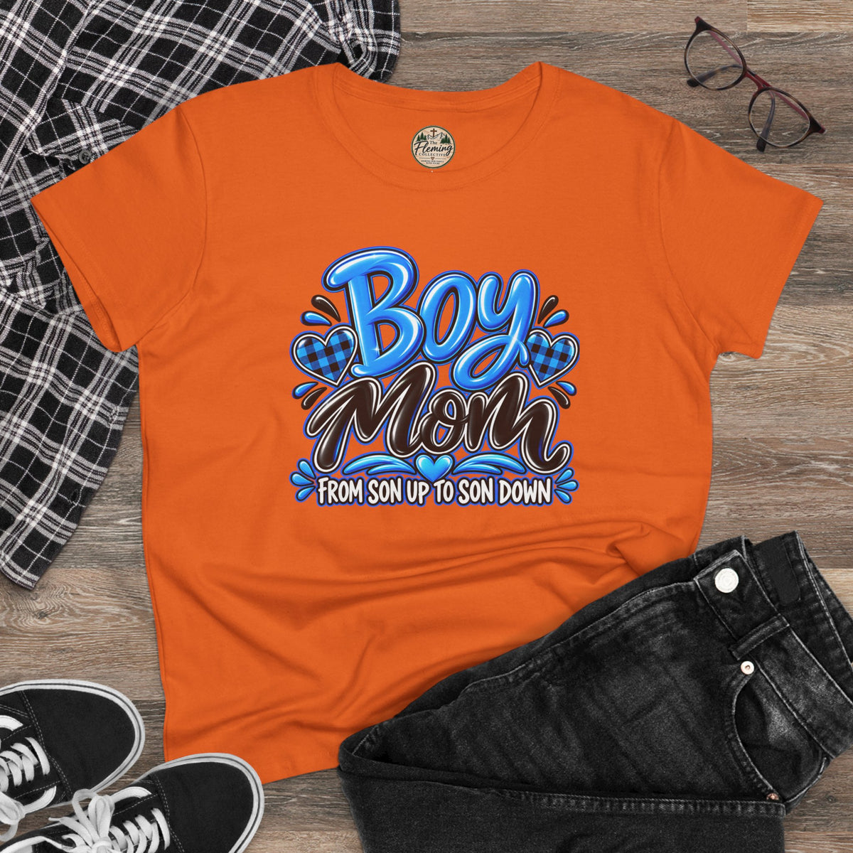 Blue Boy Mom Women's Midweight Cotton Tee