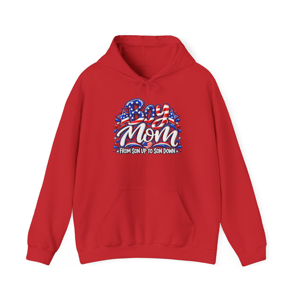 Patriotic Boy Mom Hoodie | Red White & Blue Mom Gift