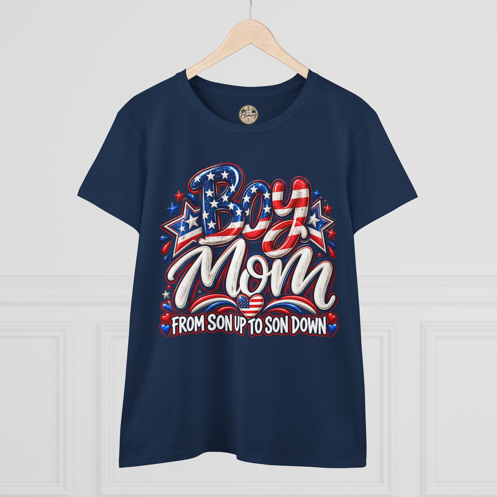 Pariotic Boy Mom Women's Midweight Cotton Tee