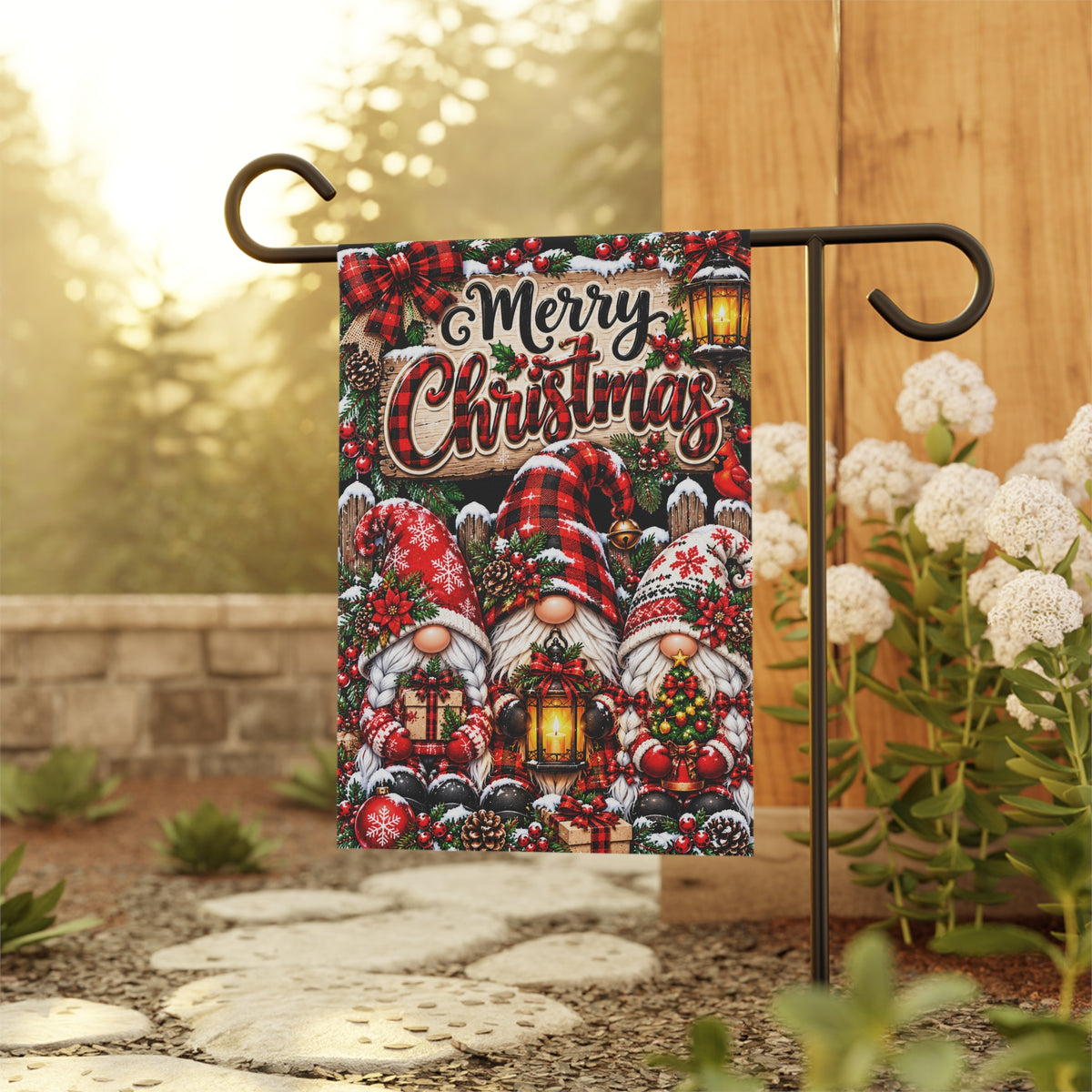?erry Christmas Gnomes Garden & House Banner