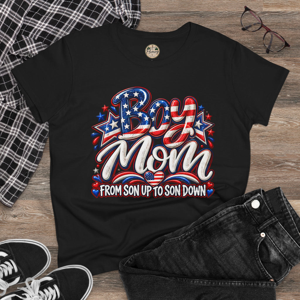 Pariotic Boy Mom Women's Midweight Cotton Tee