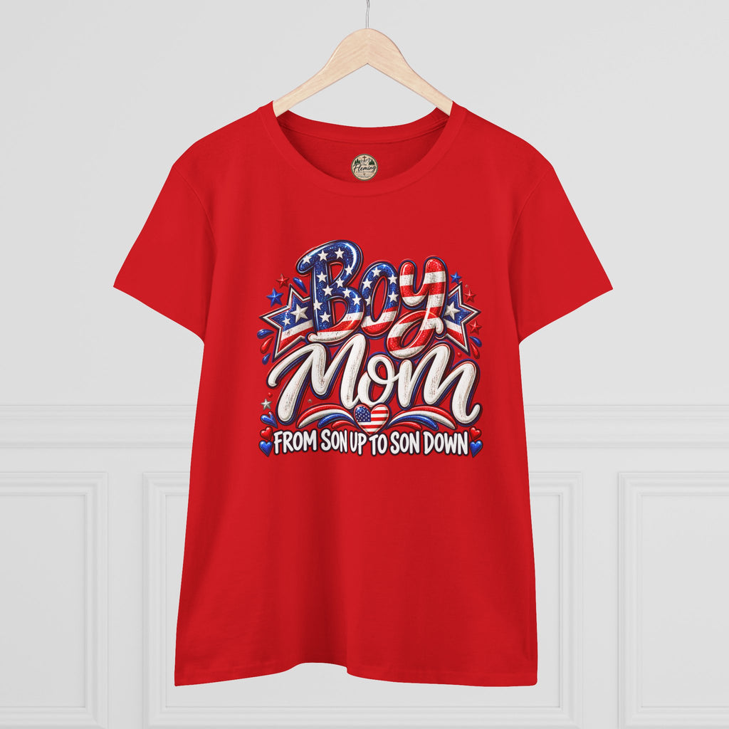 Patriotis Boy Mom Women's Midweight Cotton Tee