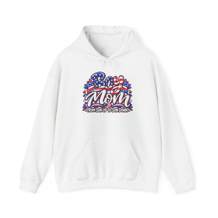 Patriotic Boy Mom Hoodie | Red White & Blue Mom Gift