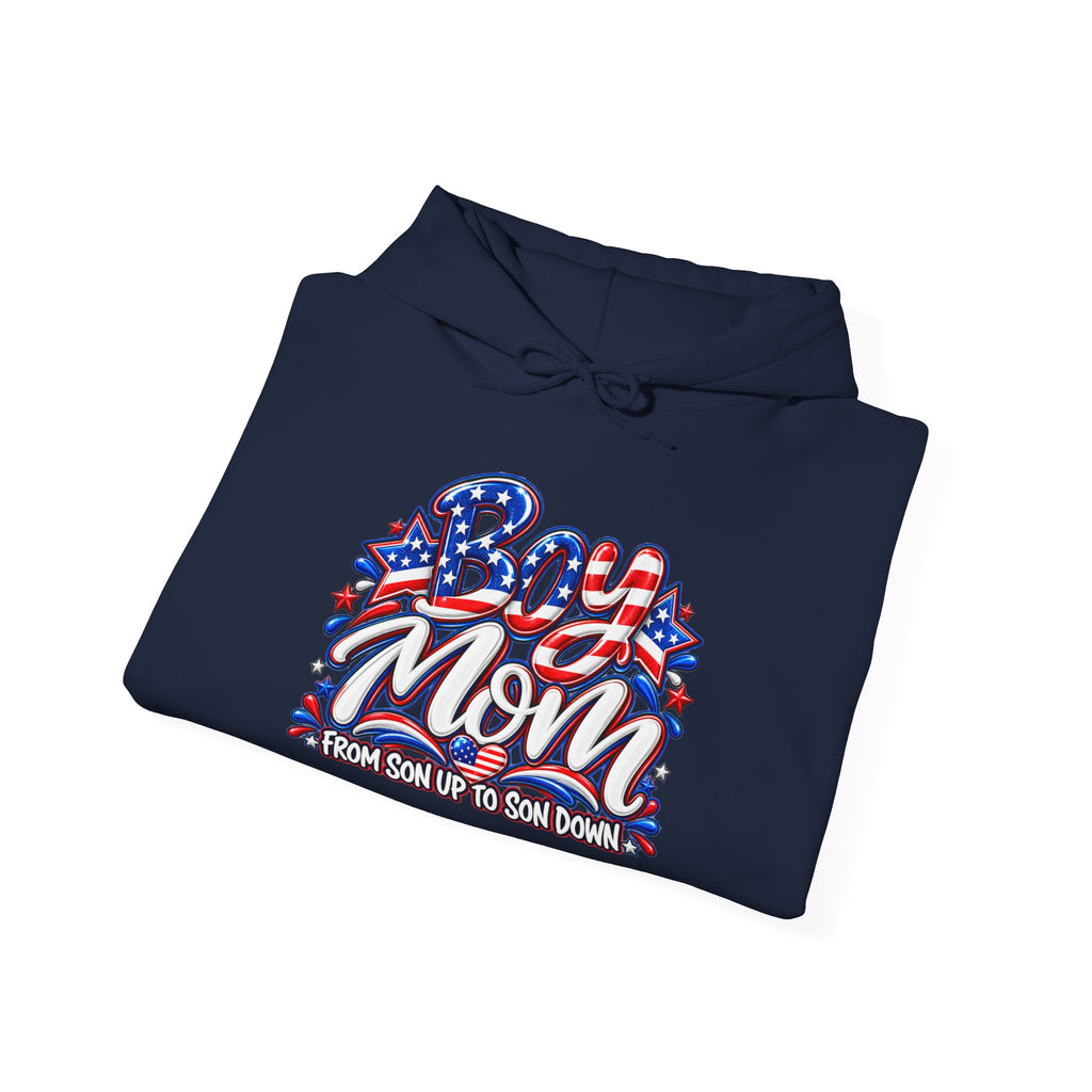 Patriotic Boy Mom Hoodie | Red White & Blue Mom Gift