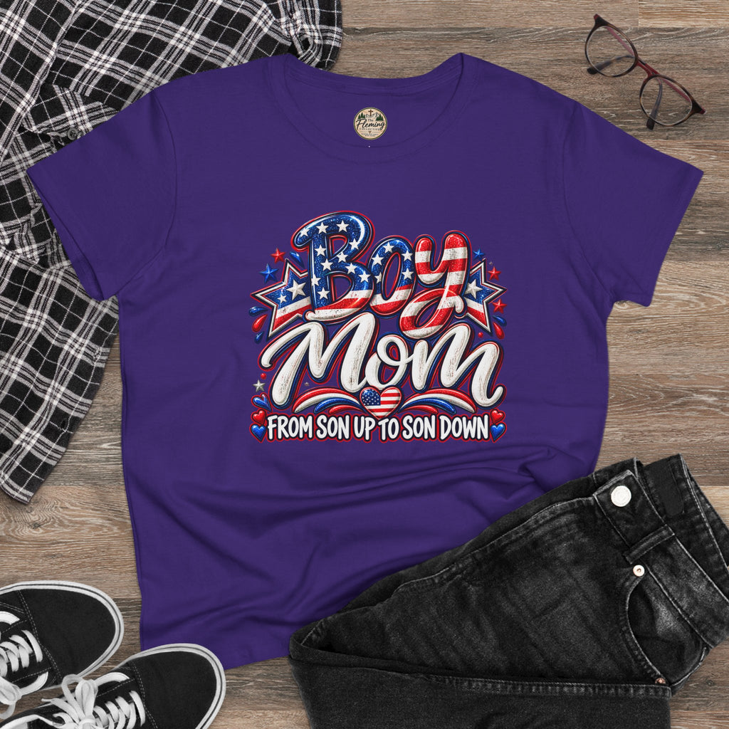 Patriotis Boy Mom Women's Midweight Cotton Tee