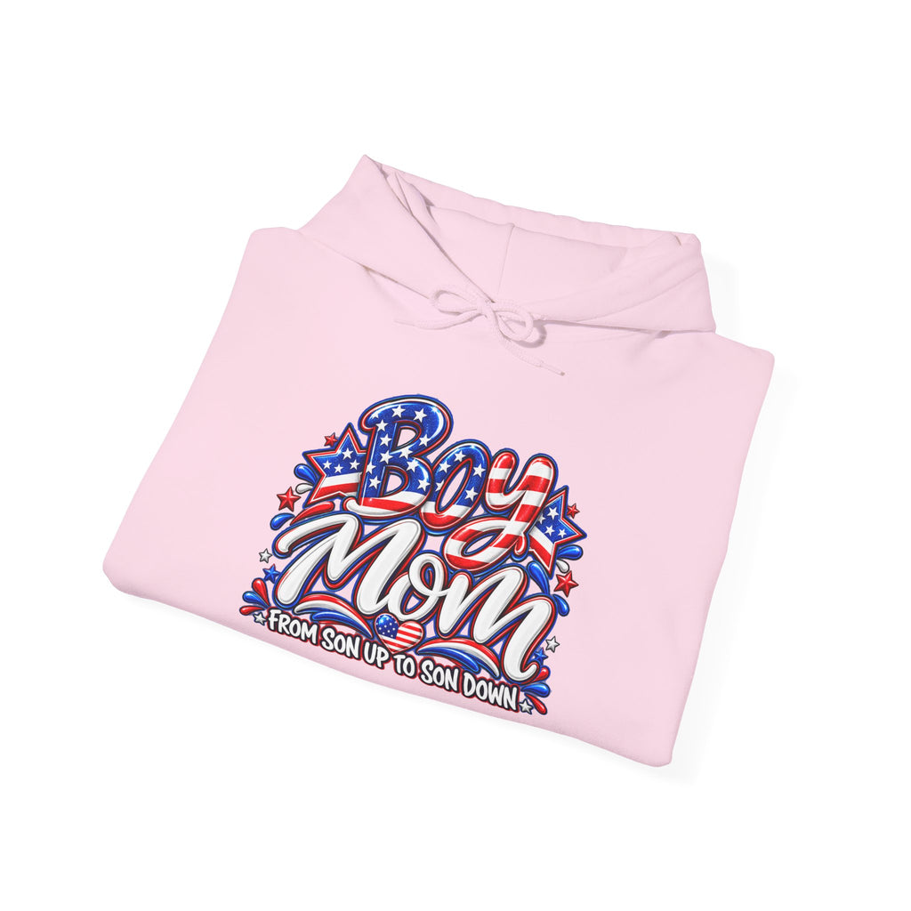 Patriotic Boy Mom Hoodie | Red White & Blue Mom Gift