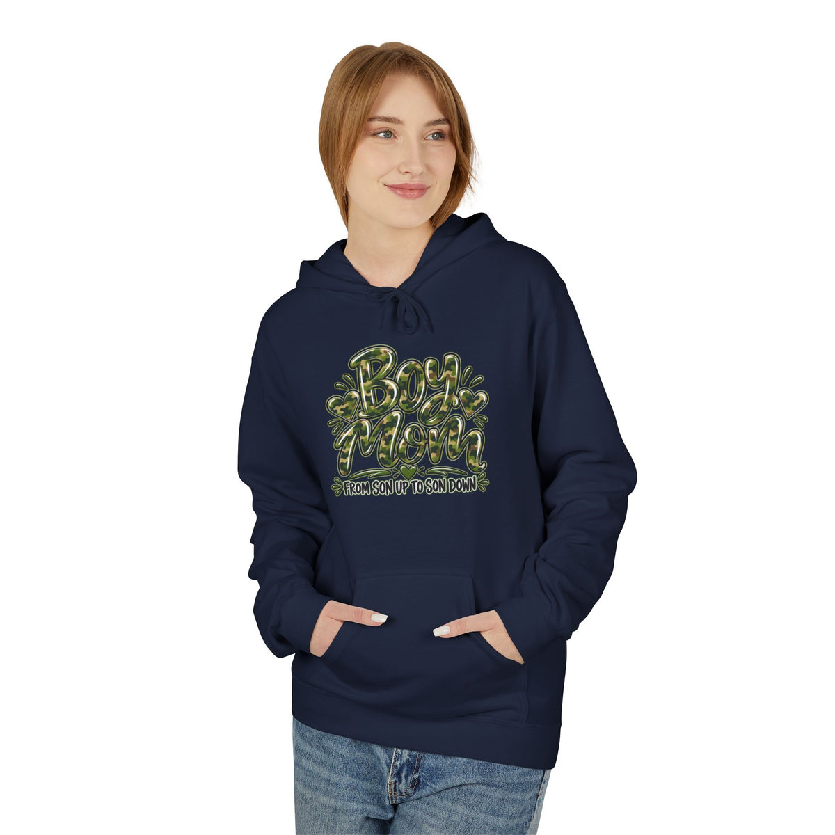 Camo Boy Mom Unisex Midweight Softstyle Fleece Hoodie