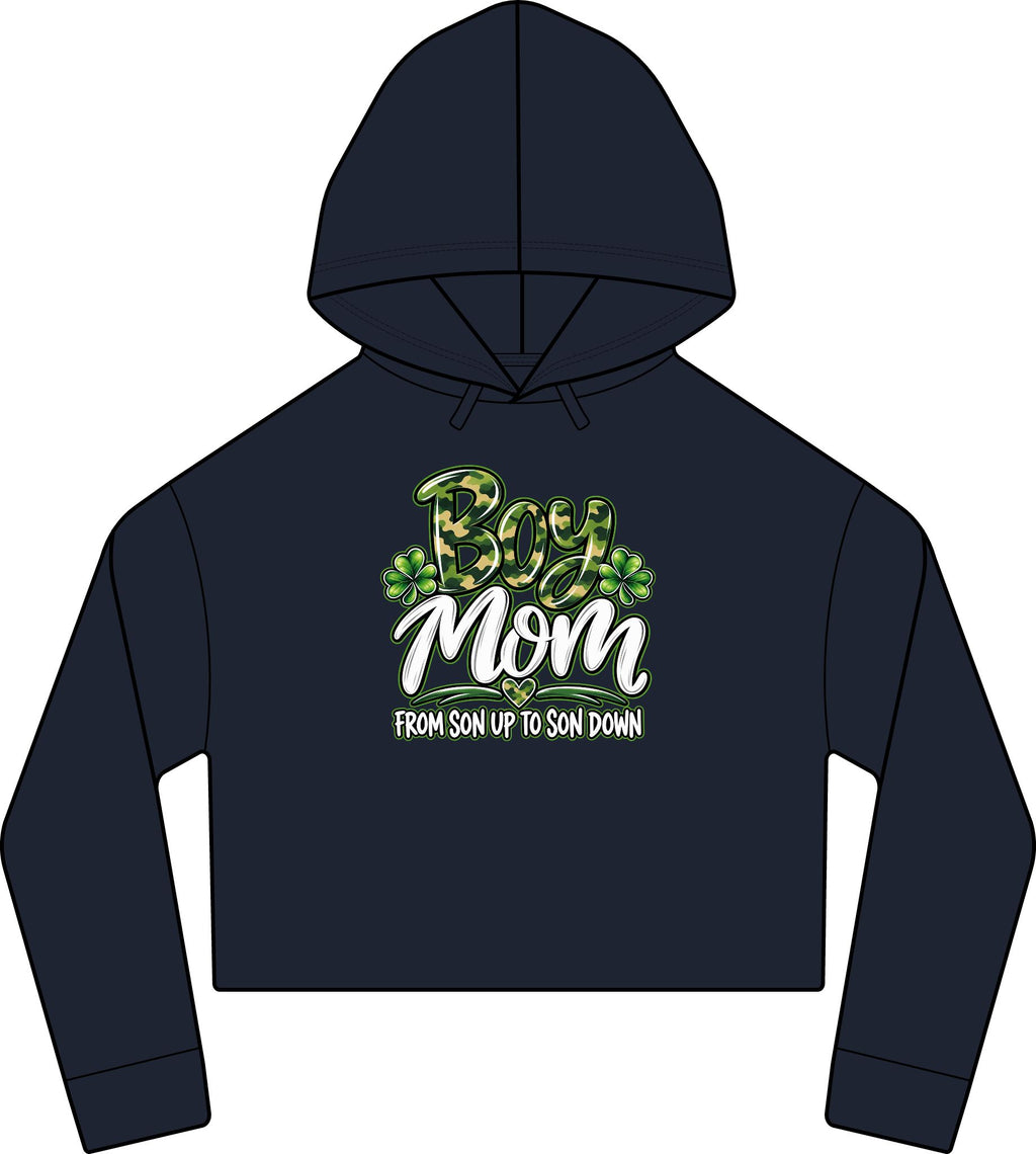 Camo Boy Mom Crop Hoodie | Women's Cropped Sweatshirt