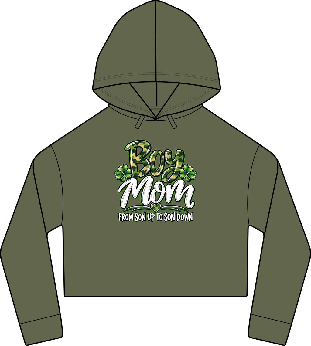 Camo Boy Mom Crop Hoodie | Women's Cropped Sweatshirt