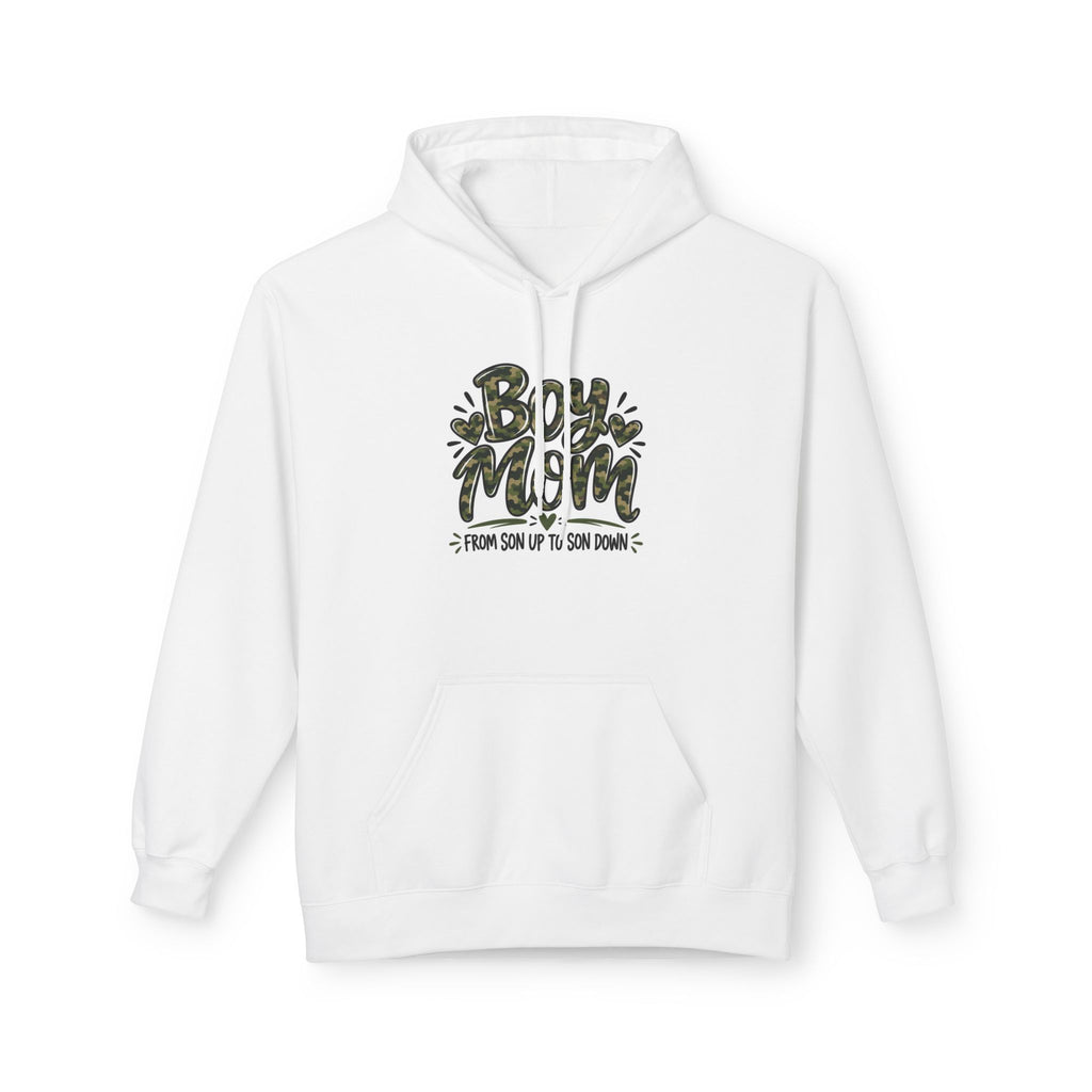 Boy Mom Camo Fleece Hoodie | Cozy Unisex Sweatshirt
