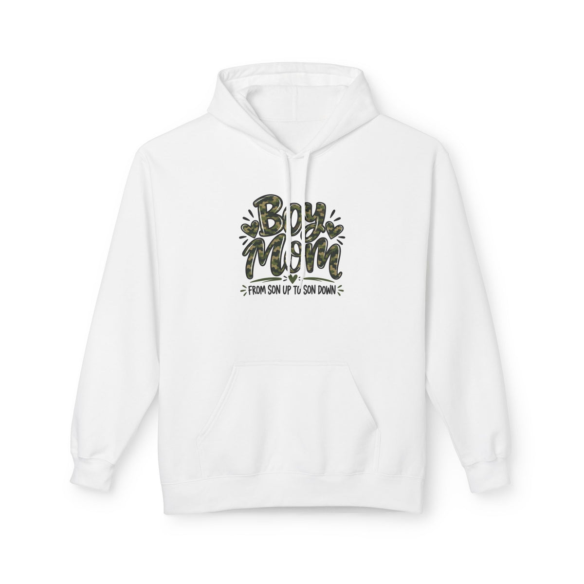 Boy Mom Camo Fleece Hoodie | Cozy Unisex Sweatshirt