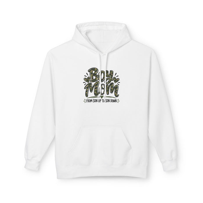 Boy Mom Camo Fleece Hoodie | Cozy Unisex Sweatshirt