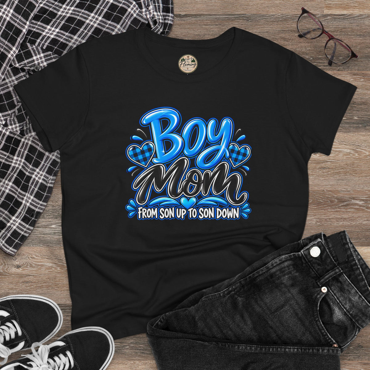 Blue Boy Mom Women's Midweight Cotton Tee