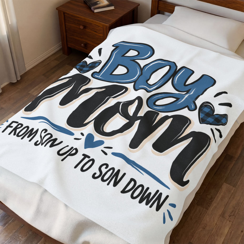Camo Boy Mom Plush Blanket | Cozy Gift for Moms