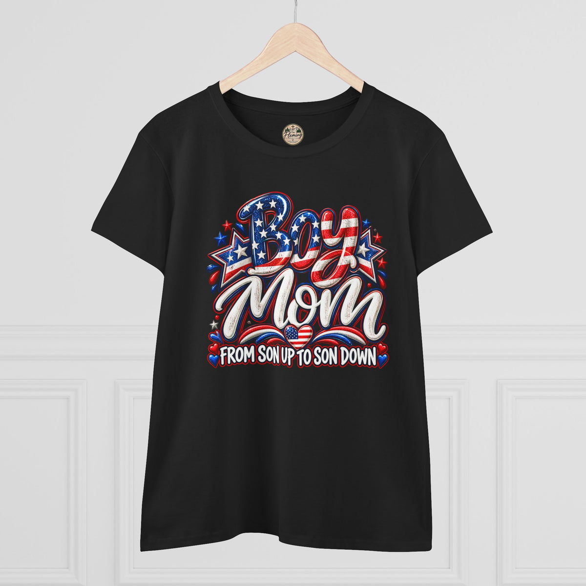 Patriotis Boy Mom Women's Midweight Cotton Tee