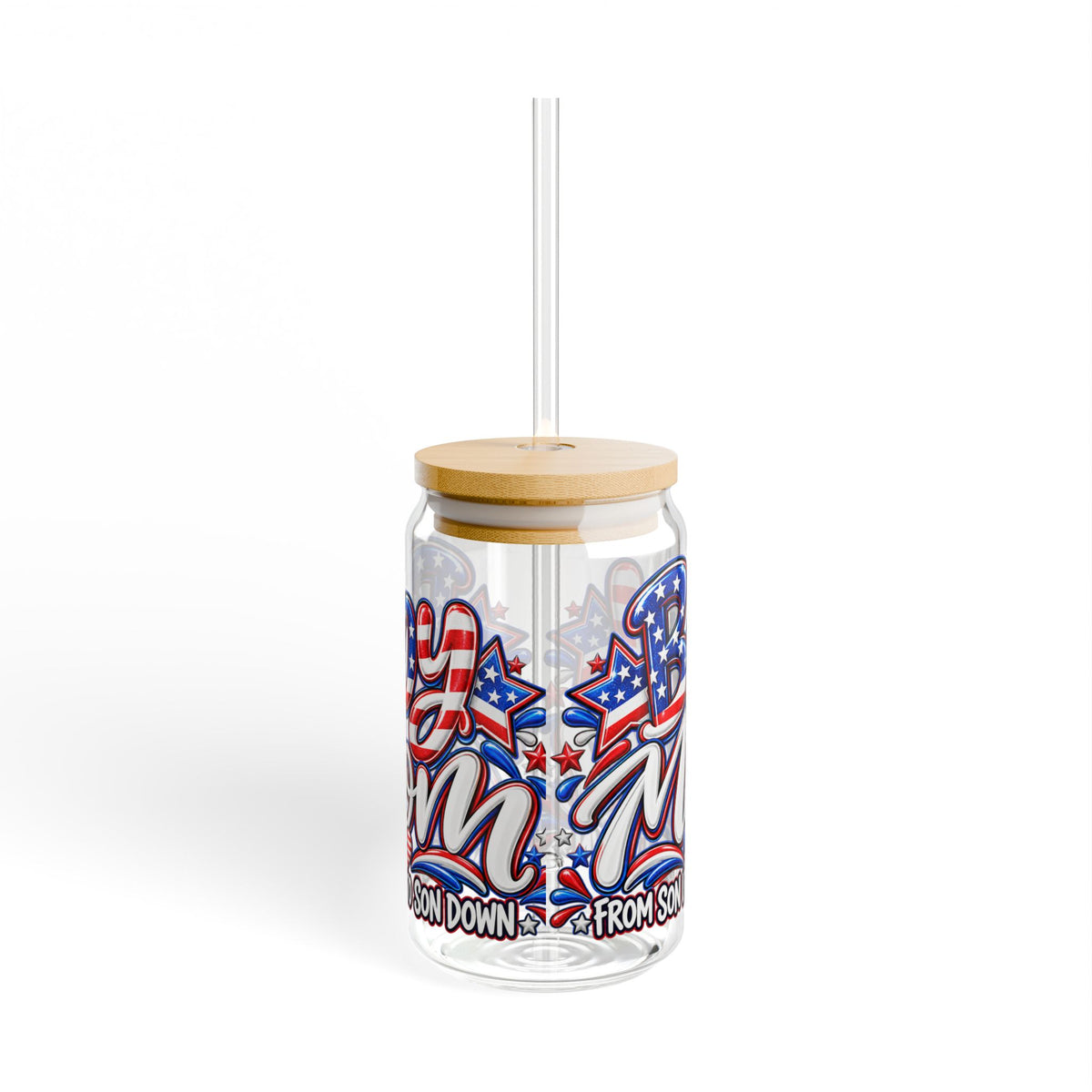 Patriotic Boy Mom Sipper Glass, 16oz