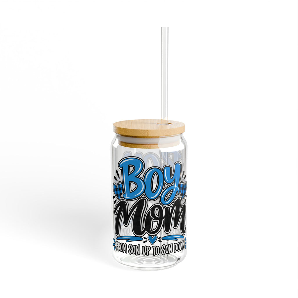 Boy Mom  Blue Sipper Glass, 16oz