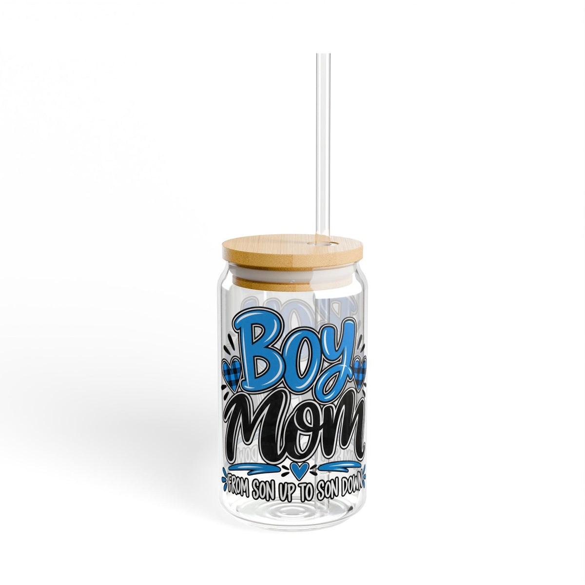 Boy Mom  Blue Sipper Glass, 16oz