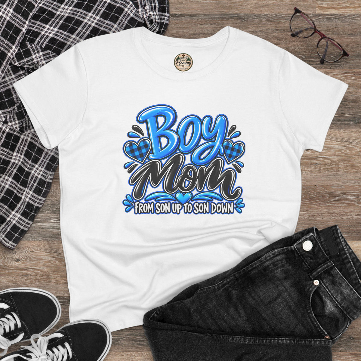 Blue Boy Mom Women's Midweight Cotton Tee