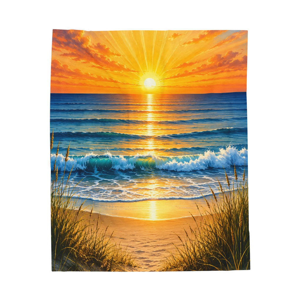 Beach Sunset Velveteen Plush Blanket