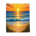 Beach Sunset Velveteen Plush Blanket
