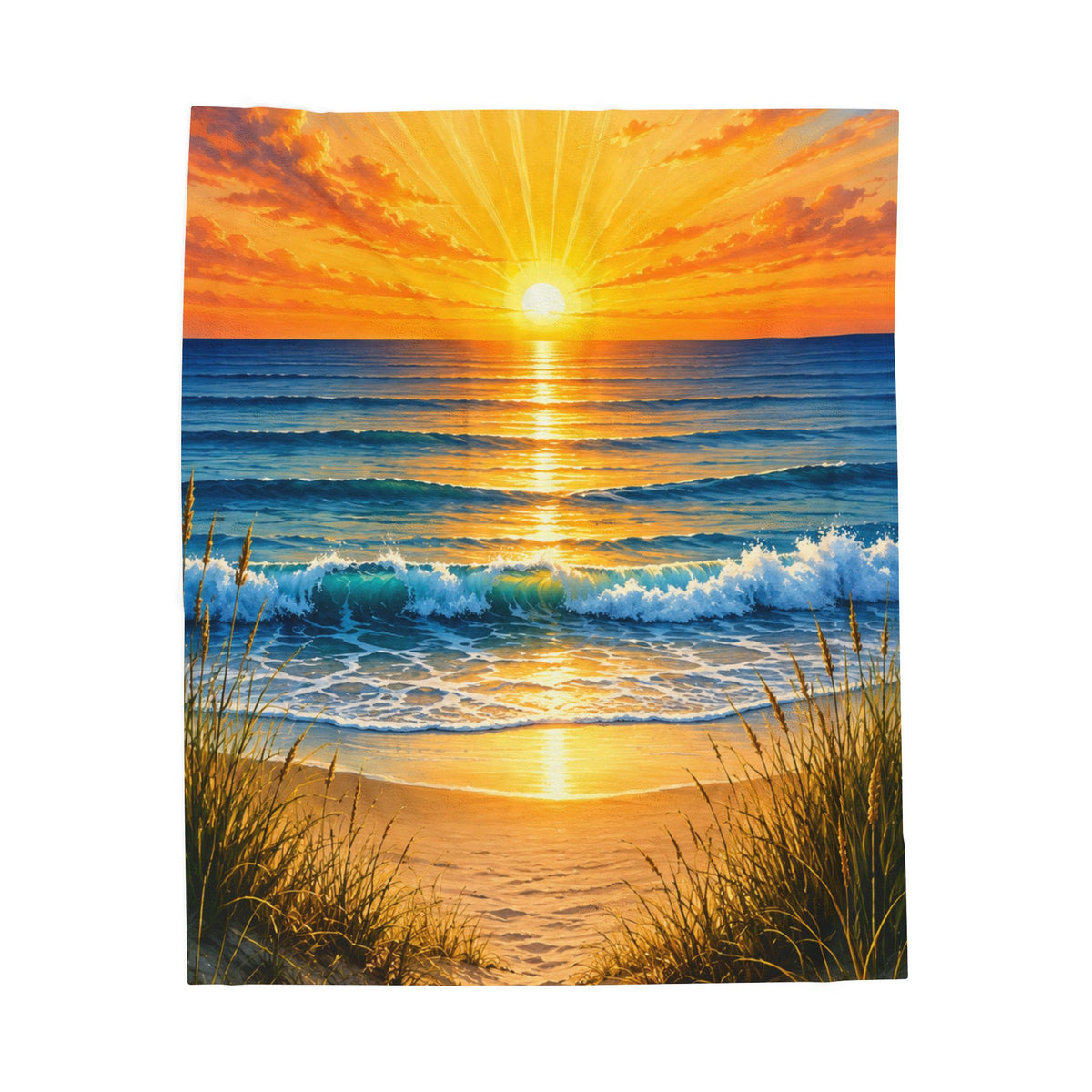 Beach Sunset Velveteen Plush Blanket