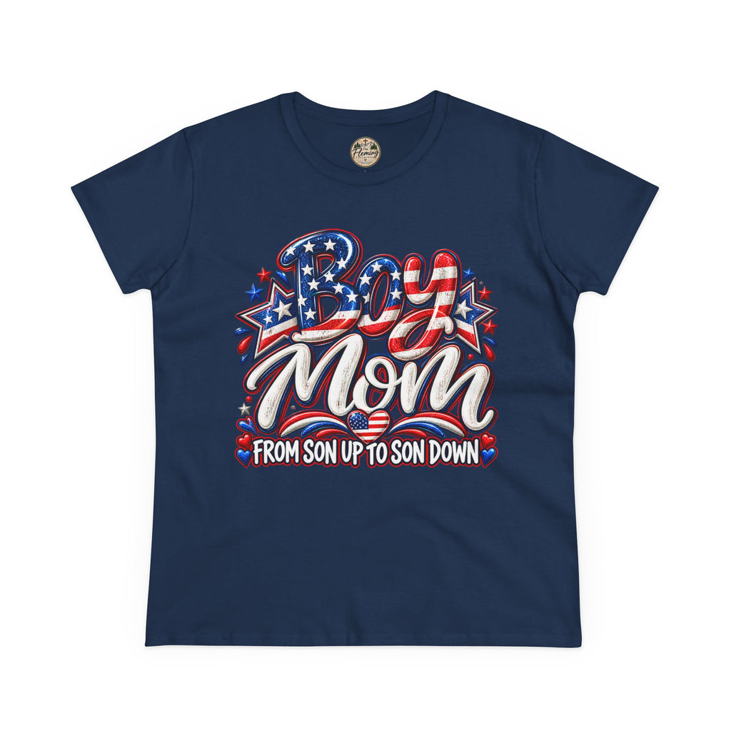 Pariotic Boy Mom Women's Midweight Cotton Tee