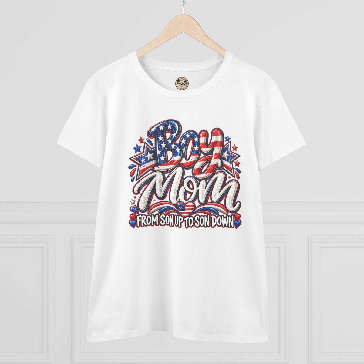 Patriotis Boy Mom Women's Midweight Cotton Tee