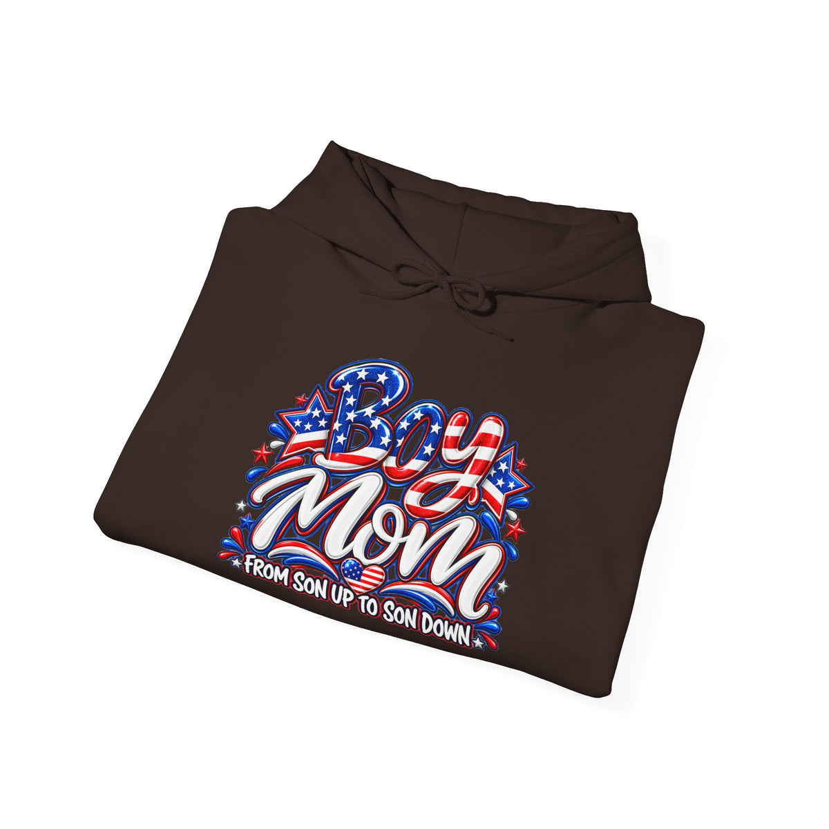 Patriotic Boy Mom Hoodie | Red White & Blue Mom Gift